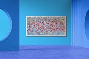Cherry Red Poppy Meadow – Large Textured Floral Art