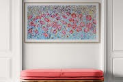 Cherry Red Poppy Meadow – Large Textured Floral Art