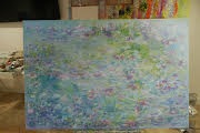 Pale Blue Waterlilies Original Painting by Lesley Blackburn