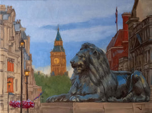 Trafalgar Square Looking Towards Big Ben Original Oil Painting