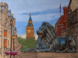Trafalgar Square Looking Towards Big Ben Original Oil Painting