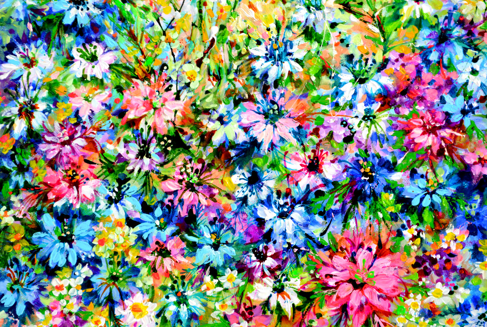Love-in-a-Mist Cottage Garden Floral Canvas Art 