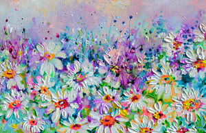 Wildflower Meadow Painting Woodland Daisies