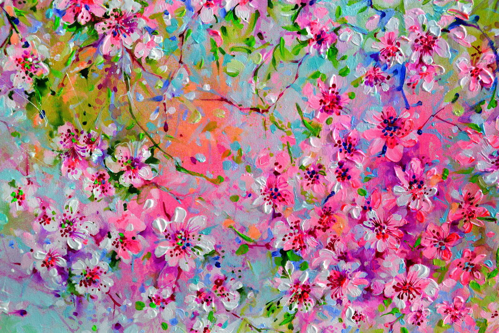 Sakura Cherry Blossom Painting Large Floral Canvas Art