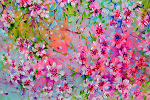 Sakura Cherry Blossom Painting Large Floral Canvas Art