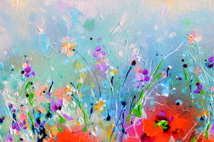 Tuscany Poppy Fields Painting Wild Flower Landscape Art