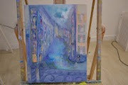 Venetian Blue Original Atmospheric Oil Painting