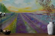 Lavender Fields Original Panoramic Impressionistic Landscape