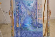 Venetian Blue Original Atmospheric Oil Painting