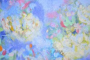 Violets and Peonies Large Textured Floral Oil Painting featuring vibrant colors and expressive texture.