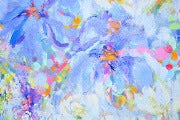 Violets and Peonies Large Textured Floral Oil Painting showcasing vibrant colors and expressive textures in a contemporary style.