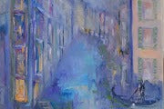Venetian Blue Original Atmospheric Oil Painting