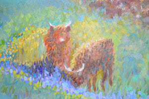 Highlanders on the Loch Scottish Highland Landscape