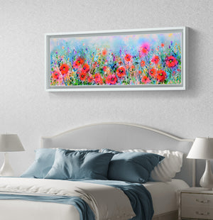 Tuscany Poppy Fields Painting Wild Flower Landscape Art
