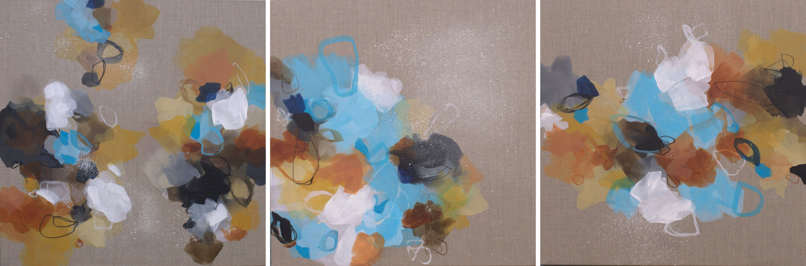 Moving Forward Original Abstract Triptych Painting