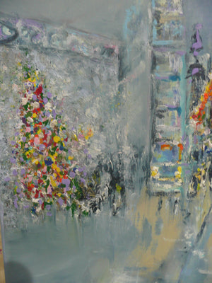 Regent Street Shopping Original Oil Painting on Fine Linen