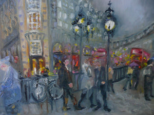 Piccadilly Circus original impressionistic London painting showcasing the vibrant energy and historic architecture.