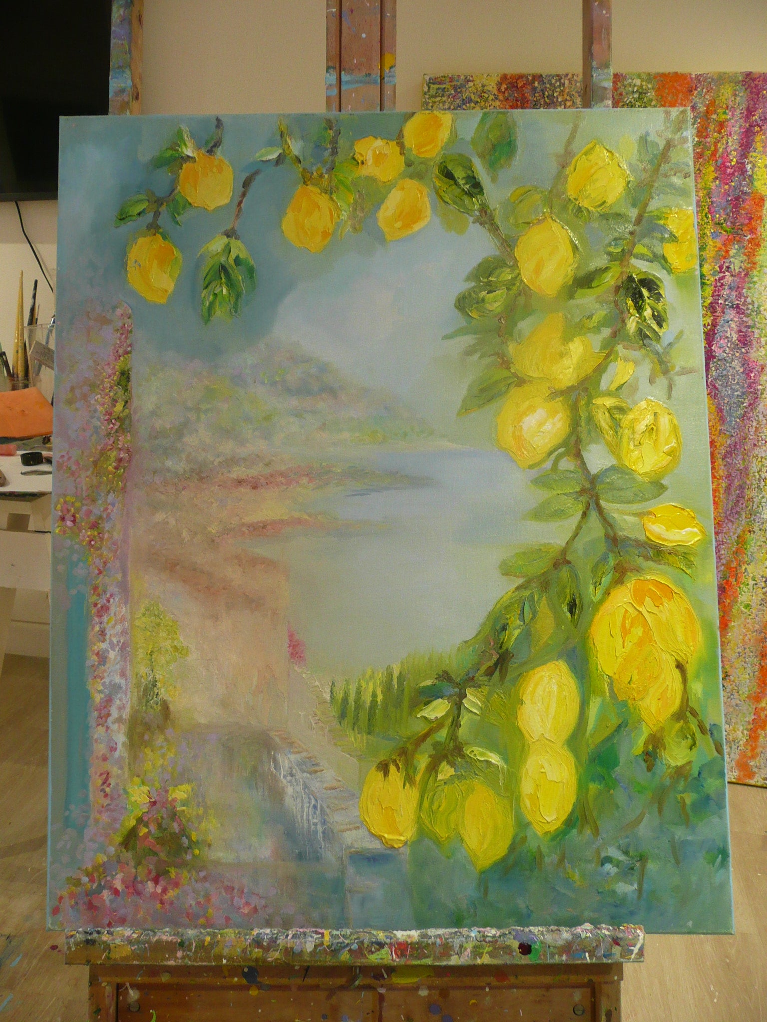 Santa Caterina Lemons Original Oil Painting  Amalfi Coast