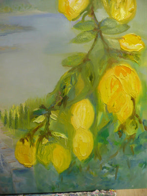 Santa Caterina Lemons Original Oil Painting  Amalfi Coast