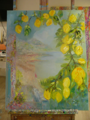 Santa Caterina Lemons Original Oil Painting  Amalfi Coast