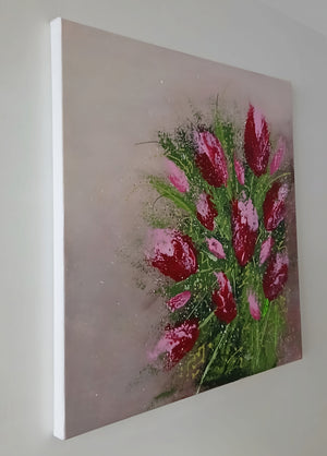 Rise of the Tulips – Textured Floral Painting