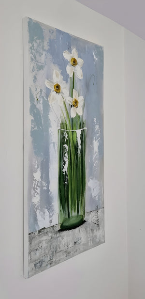 Vase with Daffodils – Textured Floral Painting