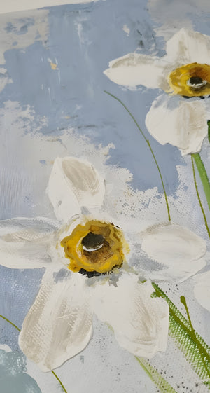 Vase with Daffodils – Textured Floral Painting