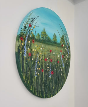 Poppy Field in Kent – Textured Floral Meadow Painting