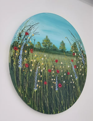 Poppy Field in Kent – Textured Floral Meadow Painting