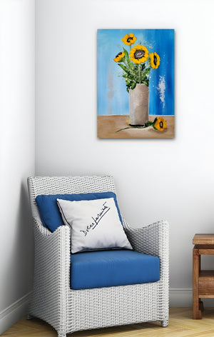 Sunflowers in a Vase – Textured Floral Painting