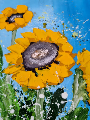 Sunflowers in a Vase – Textured Floral Painting