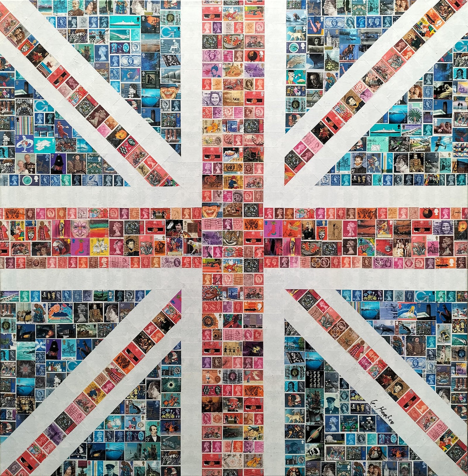 Square Union Jack – British Stamp Collage Art