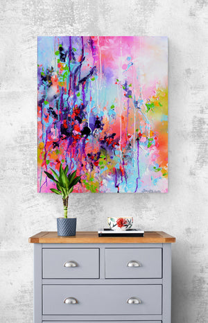 Dewy Forest Path Abstract Landscape Painting