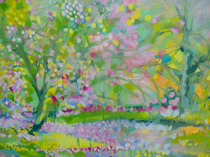 Cherry Blossom Lane Original Oil Painting by LesleyBlackburn