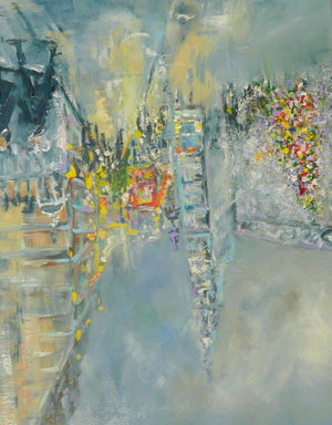 Regent Street Shopping Original Oil Painting on Fine Linen