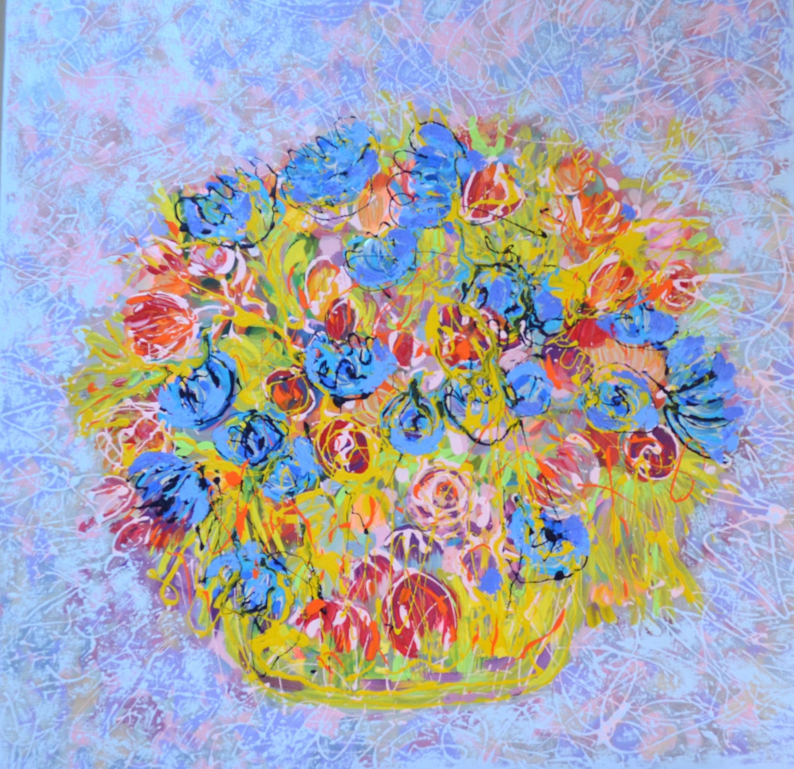 Lilac Bouquet Abstract Floral Original Mixed Media Painting