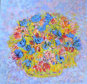 Lilac Bouquet Abstract Floral Original Mixed Media Painting