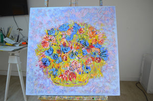 Lilac Bouquet Abstract Floral Original Mixed Media Painting