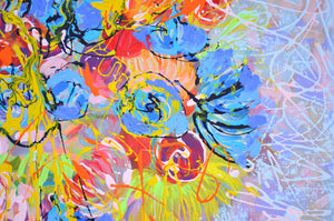 Lilac Bouquet Abstract Floral Original Mixed Media Painting
