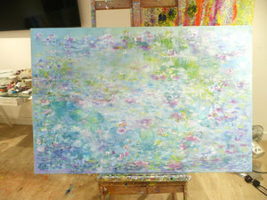 Pale Blue Waterlilies Original Painting by Lesley Blackburn