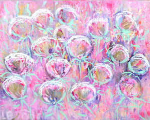 Peonies Original Impressionistic Floral Oil with Gold Leaf