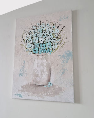 Turquoise Dream – Textured Floral Painting