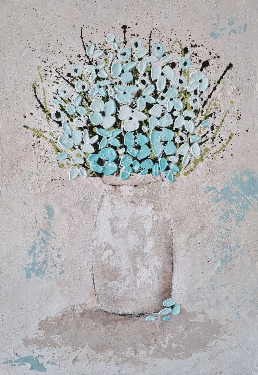 Turquoise Dream – Textured Floral Painting