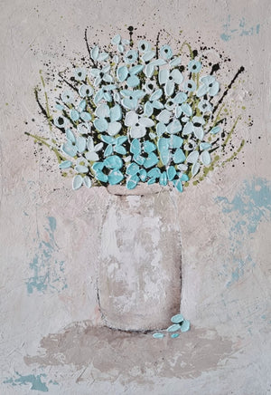 Turquoise Dream – Textured Floral Painting