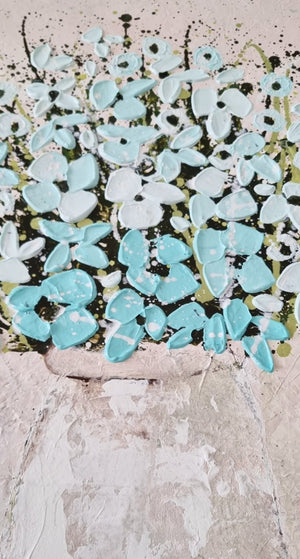 Turquoise Dream – Textured Floral Painting
