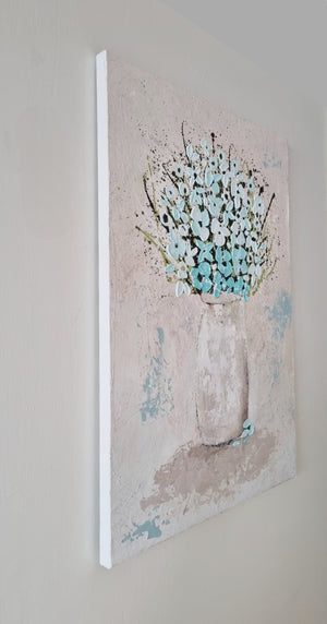 Turquoise Dream – Textured Floral Painting