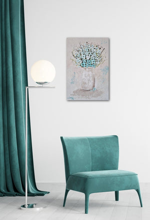 Turquoise Dream – Textured Floral Painting