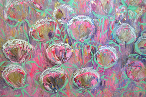 Peonies Original Impressionistic Floral Oil with Gold Leaf