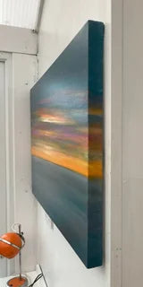 Lighting Up the Silver Abstract Seascape Sunset Painting