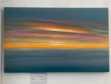 Lighting Up the Silver Abstract Seascape Sunset Painting